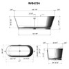 Ruvati 67-inch White epiStone Solid Surface Oval Freestanding Bath Tub Omnia Matte - RVB6750WH