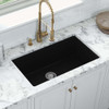 Ruvati 27-inch Fireclay Undermount / Drop-in Topmount Kitchen Sink Single Bowl - Black - RVL2707BK
