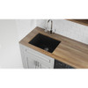 Ruvati 24-inch Fireclay Undermount / Drop-in Topmount Kitchen Sink Single Bowl - Glossy Black - RVL2420BK