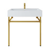 Modway Redeem 32" Wall-Mount Gold Stainless Steel Bathroom Vanity EEI-5540-GLD-WHI