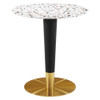 Modway Zinque 28" Round Terrazzo Dining Table EEI-5702-GLD-WHI