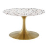 Modway Lippa 28" Round Terrazzo Coffee Table EEI-5711-GLD-WHI