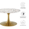 Modway Lippa 28" Round Terrazzo Coffee Table EEI-5711-GLD-WHI