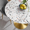 Modway Lippa 36" Round Terrazzo Dining Table EEI-5715-GLD-WHI