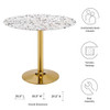 Modway Verne 36" Round Terrazzo Dining Table EEI-5717-GLD-WHI