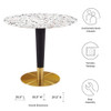 Modway Zinque 36" Round Terrazzo Dining Table EEI-5718-GLD-WHI