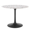 Modway Lippa 40" Round Terrazzo Dining Table EEI-5725-BLK-WHI