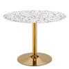 Modway Verne 40" Round Terrazzo Dining Table EEI-5726-GLD-WHI