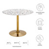 Modway Verne 40" Round Terrazzo Dining Table EEI-5726-GLD-WHI