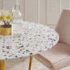 Modway Verne 40" Round Terrazzo Dining Table EEI-5726-GLD-WHI