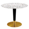 Modway Zinque 40" Round Terrazzo Dining Table EEI-5727-GLD-WHI