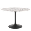 Modway Lippa 47" Round Terrazzo Dining Table EEI-5731-BLK-WHI