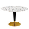 Modway Zinque 47" Round Terrazzo Dining Table EEI-5732-GLD-WHI
