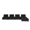 Lilola Home Anna Black Velvet 5 Pc Sectional Sofa Ottoman 81402-5A
