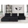 Lilola Home Anna Black Velvet 5 Pc Sectional Sofa Ottoman 81402-5A