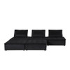 Lilola Home Anna Black Velvet 5 Pc Sectional Sofa Ottoman 81402-5A