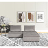 Lilola Home Anna Light Gray Velvet 3 Pc Sectional Sofa Ottoman 81403-3
