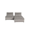 Lilola Home Anna Light Gray Velvet 3 Pc Sectional Sofa Ottoman 81403-3
