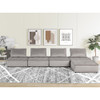 Lilola Home Anna Light Gray Velvet 5 Pc Sectional Sofa Ottoman 81403-5A
