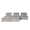 Lilola Home Anna Light Gray Velvet 5 Pc Sectional Sofa Ottoman 81403-5D
