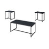 Lilola Home GT 3 Piece Black Carbon Fiber Wrap Coffee Table and End Table Set 98026
