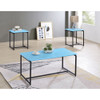 Lilola Home GT 3 Piece Blue Carbon Fiber Wrap Coffee Table and End Table Set 98030
