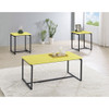 Lilola Home GT 3 Piece Yellow Carbon Fiber Wrap Coffee Table and End Table Set 98031
