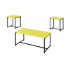 Lilola Home GT 3 Piece Yellow Carbon Fiber Wrap Coffee Table and End Table Set 98031
