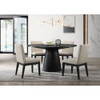 Lilola Home Jasper Ebony Black 5 Piece 59" Wide Contemporary Round Dining Table Set with Beige Fabric Chairs 30016-1
