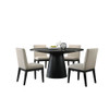 Lilola Home Jasper Ebony Black 5 Piece 59" Wide Contemporary Round Dining Table Set with Beige Fabric Chairs 30016-1
