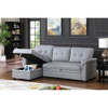 Lilola Home Lexi Gray Synthetic Leather Modern Reversible Sleeper Sectional Sofa with Storage Chaise  81346
