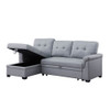 Lilola Home Lexi Gray Synthetic Leather Modern Reversible Sleeper Sectional Sofa with Storage Chaise  81346
