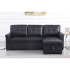 Lilola Home Lexi Black Synthetic Leather Modern Reversible Sleeper Sectional Sofa with Storage Chaise 81347
