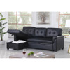 Lilola Home Lexi Black Synthetic Leather Modern Reversible Sleeper Sectional Sofa with Storage Chaise 81347

