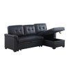 Lilola Home Lexi Black Synthetic Leather Modern Reversible Sleeper Sectional Sofa with Storage Chaise 81347
