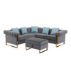 Lilola Home Maddie Gray Velvet 5-Seater Sectional Sofa with Storage Ottoman 89840-1
