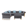 Lilola Home Maddie Gray Velvet 6-Seater Sectional Sofa with Storage Ottoman 89840-2
