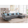 Lilola Home Maddie Gray Velvet 5-Seater Double Chaise Sectional Sofa 89840-5
