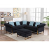 Lilola Home Maddie Black Velvet 5-Seater Sectional Sofa with Storage Ottoman 89840BK-1
