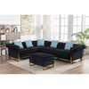 Lilola Home Maddie Black Velvet 6-Seater Sectional Sofa with Storage Ottoman 89840BK-2
