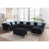Lilola Home Maddie Black Velvet 7-Seater Sectional Sofa with Reversible Chaise and Storage Ottoman 89840BK-3

