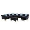 Lilola Home Maddie Black Velvet 8-Seater Sectional Sofa with Reversible Chaise and Storage Ottoman 89840BK-4

