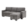 Lilola Home Estelle Dark Gray Fabric Reversible Sleeper Sectional with Storage Chaise Drop-Down Table 2 Cup Holders and 2 USB Ports 81353
