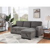 Lilola Home Estelle Dark Gray Fabric Reversible Sleeper Sectional with Storage Chaise Drop-Down Table 2 Cup Holders and 2 USB Ports 81353
