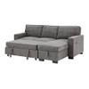 Lilola Home Estelle Dark Gray Fabric Reversible Sleeper Sectional with Storage Chaise Drop-Down Table 2 Cup Holders and 2 USB Ports 81353

