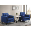 Lilola Home Hale Blue Velvet Armchairs and End Table Living Room Set 89005BU-SET
