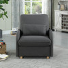 Lilola Home Huckleberry Dark Gray Linen Accent Chair with Storage Ottoman and Folding Side Table 88858
