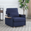 Lilola Home Huckleberry Blue Linen Accent Chair with Storage Ottoman and Folding Side Table 88861