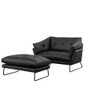 Lilola Home Karla Black PU Leather Contemporary Loveseat and Ottoman 88863BK
