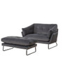 Lilola Home Karla Dark Gray Velvet Contemporary Loveseat and Ottoman 88864DG
